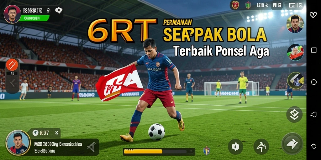 Tampilan gameplay 6RT dengan aksi sepak bola yang mendebarkan.