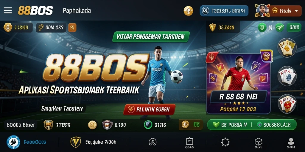 Tampilan antarmuka pengguna aplikasi 88BOS untuk taruhan olahraga.
