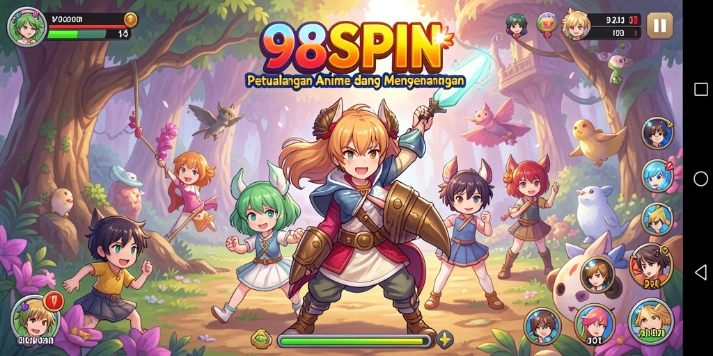 Tampilan gameplay seru dalam 98SPIN dengan karakter Anime yang menawan.