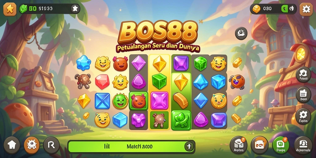 Tangkapan layar gameplay seru dari BOS88 yang menampilkan aksi Match-3.