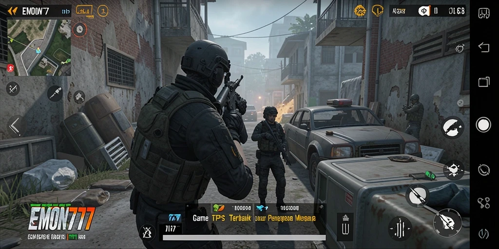 Gameplay epik EMON777 dengan pertandingan TPS yang intens.