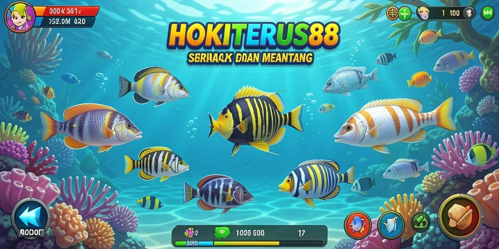 Tampilan keseruan gameplay HOKITERUS88 saat menembak ikan.