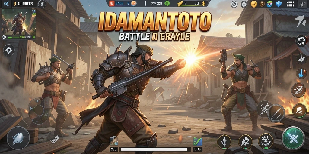 Tampilan gameplay seru dalam IDAMANTOTO dengan aksi Battle Royale.