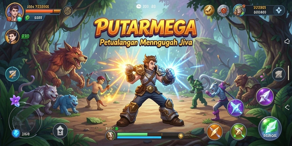 Gameplay PUTARMEGA menampilkan petualangan mendebarkan dan grafis yang memukau.