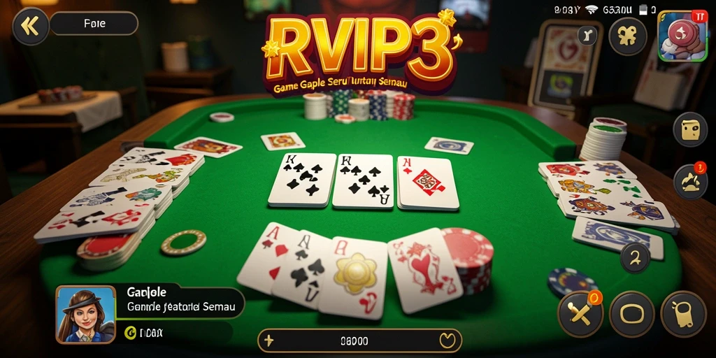 Screenshot gameplay RVIP3 menampilkan momen seru permainan Gaple.