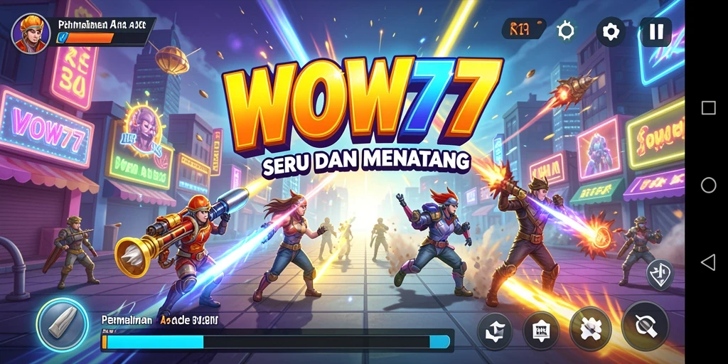 Tangkapan layar menunjukkan gameplay WOW77 yang intens dan menantang.